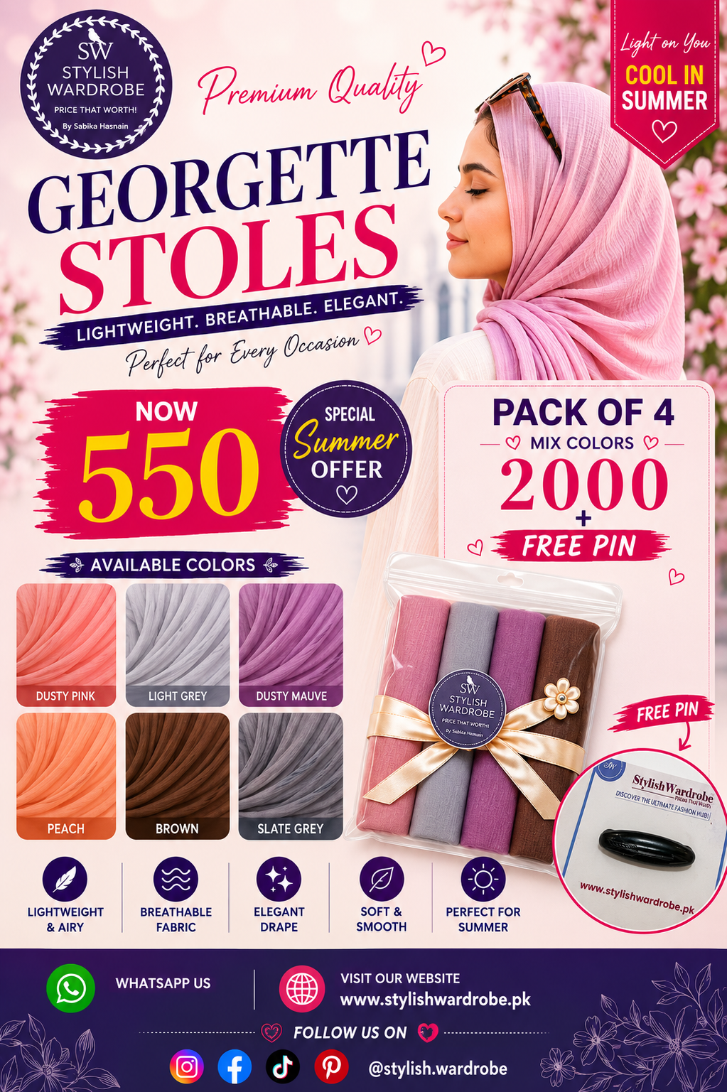 Bundle Offer - Georgette Stole - Imported